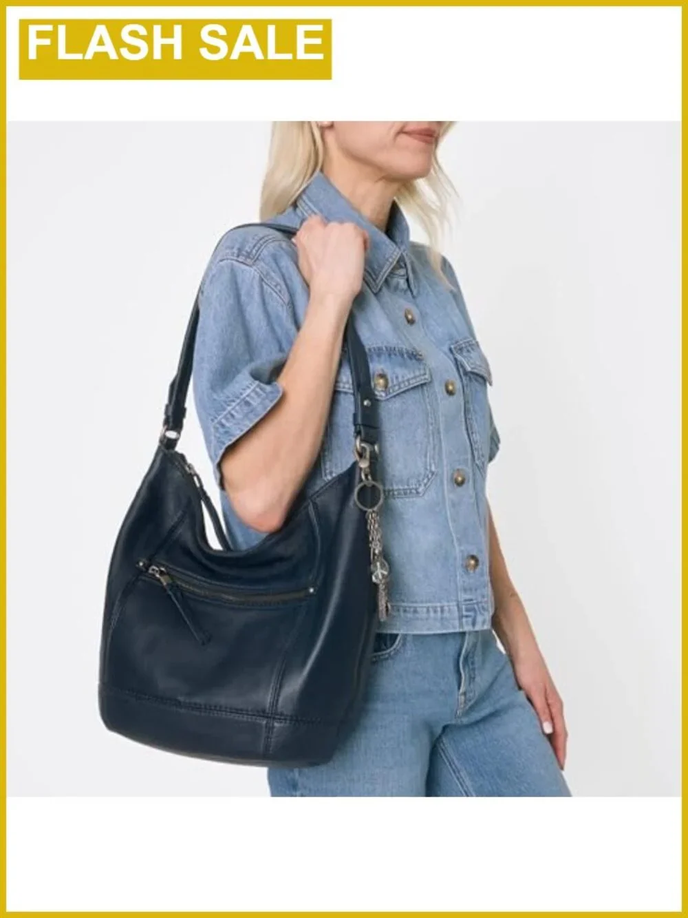 Large Slouchy Leather Hobo Bag Shoulder Purse with Zip Pocket